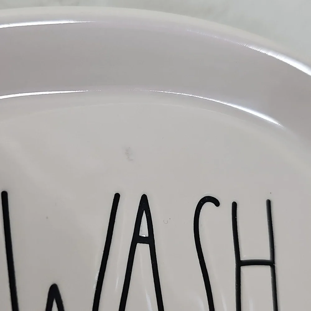 Rae Dunn Soap Dish WASH. Nwt. Ceramic top and wood bottom. 5½